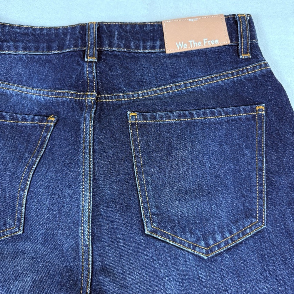 We The Free Blue Denim Button Fly Jeans Women's Size 30 Frayed Hem Wide Leg - Picture 7 of 8